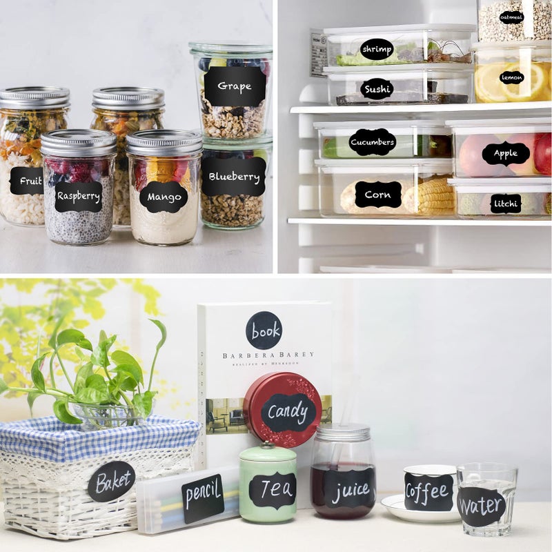 ONUPGO Chalkboard Labels Stickers Bulk - 196 Reusable Chalk Sticker Labels with Erasable Chalk Maker, Removable Waterproof Blackboard Labels for Containers, Glass, Mason Jar Labels - Image 3